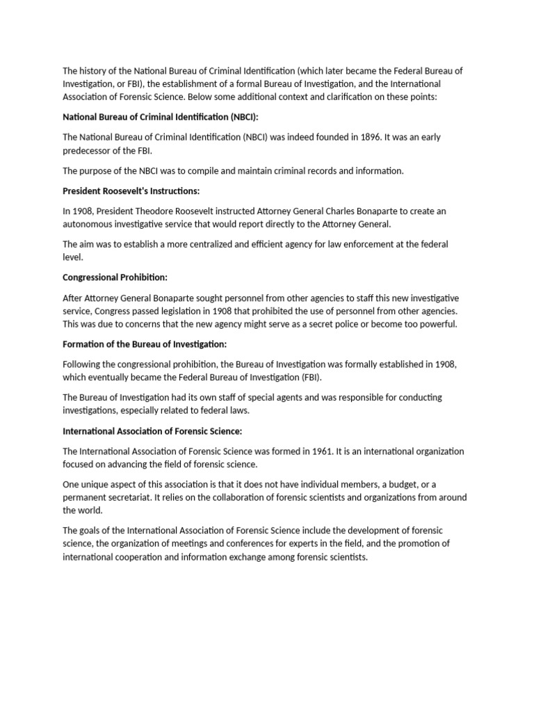 History of the FBI and Forensic Science | PDF | Federal Bureau Of ...
