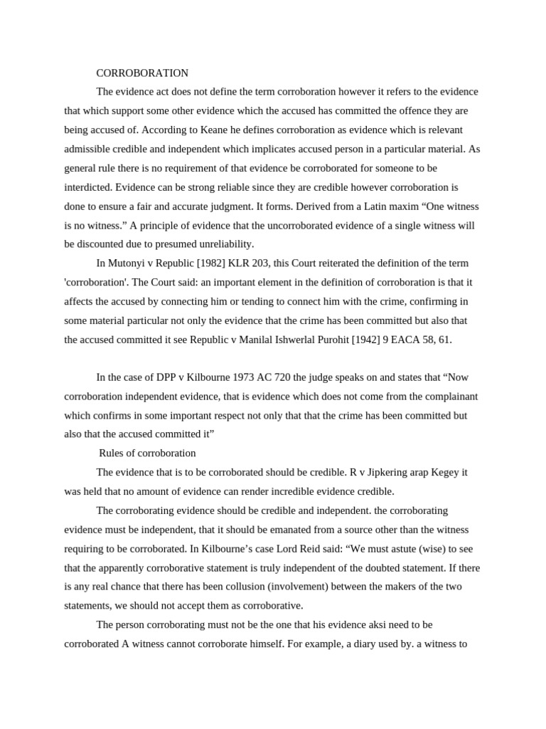 Understanding Corroboration in Law | PDF | Witness | Perjury