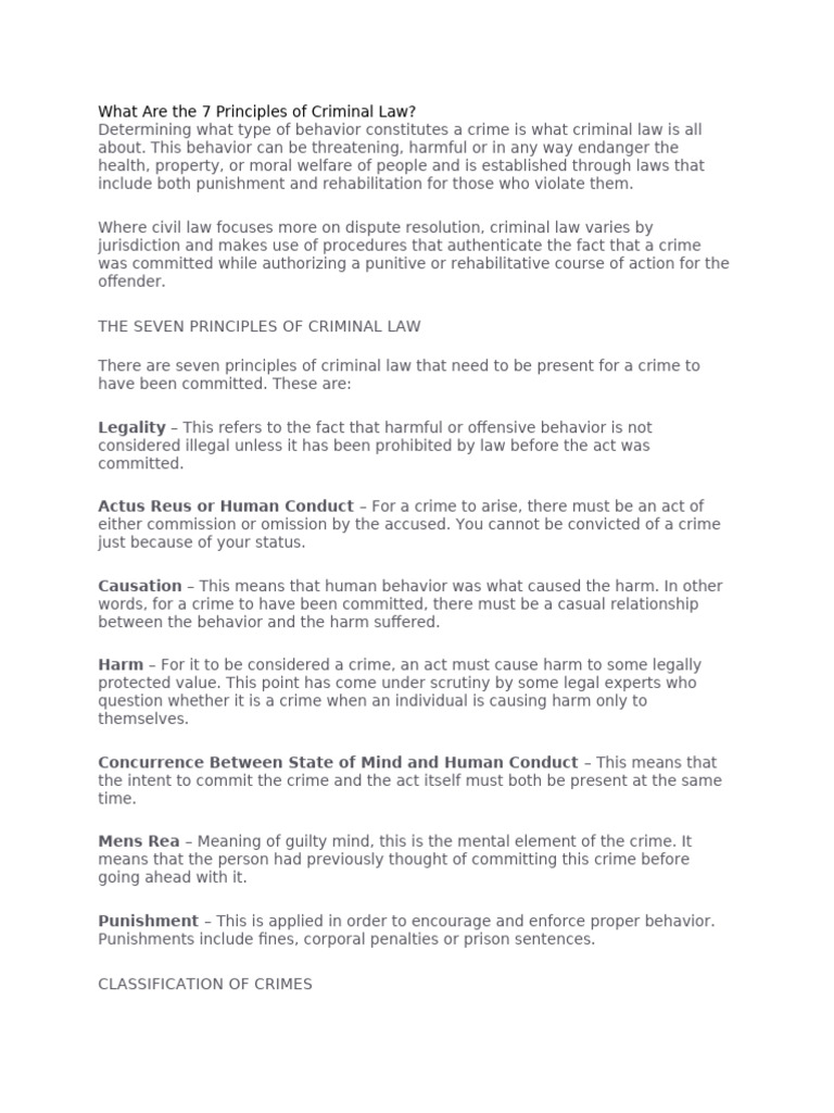 Seven Principles of Criminal Law | PDF | Criminal Law | Crimes