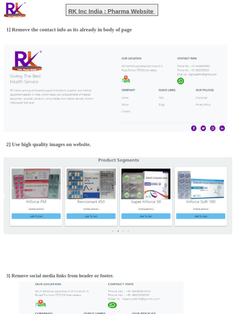 RK - Pharma Website Changes | PDF