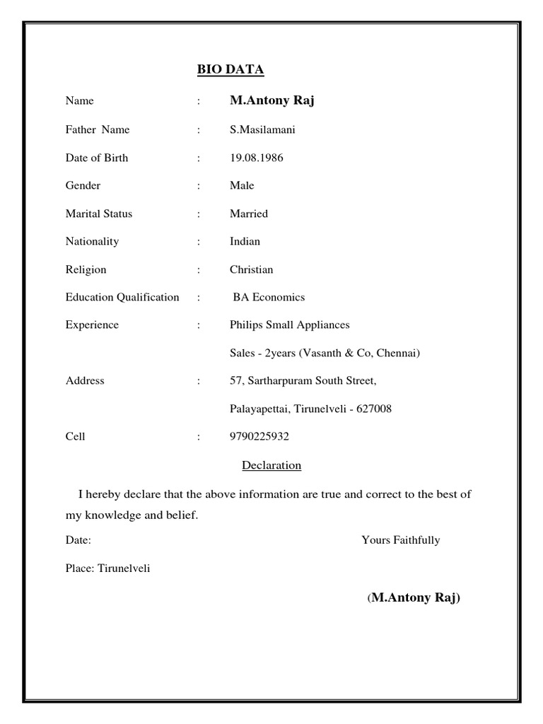 Bio Data | PDF