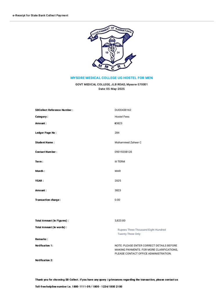 March 2025 Mess Bill | PDF