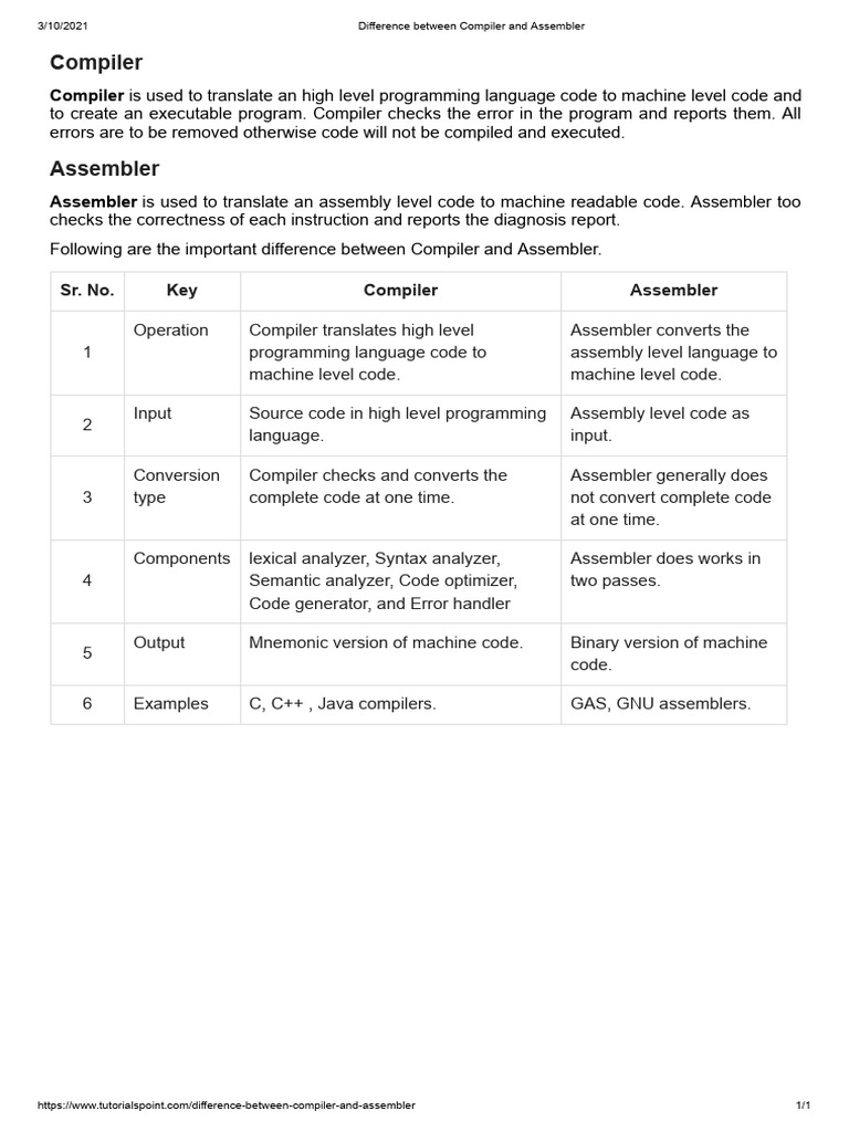 Compiler vs Assembler Explained | PDF | Compiler | Assembly Language