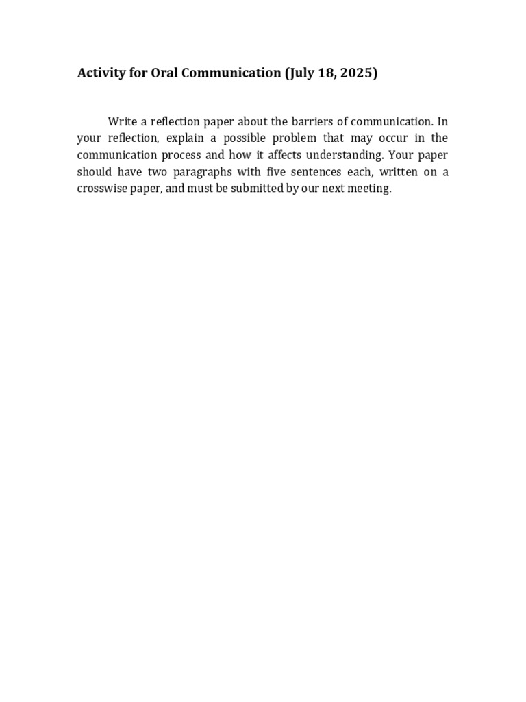 Barriers to Communication Reflection Paper | PDF