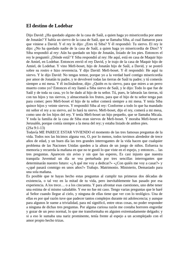 Lodebar: Misericordia y Redención | PDF | David | Saulo