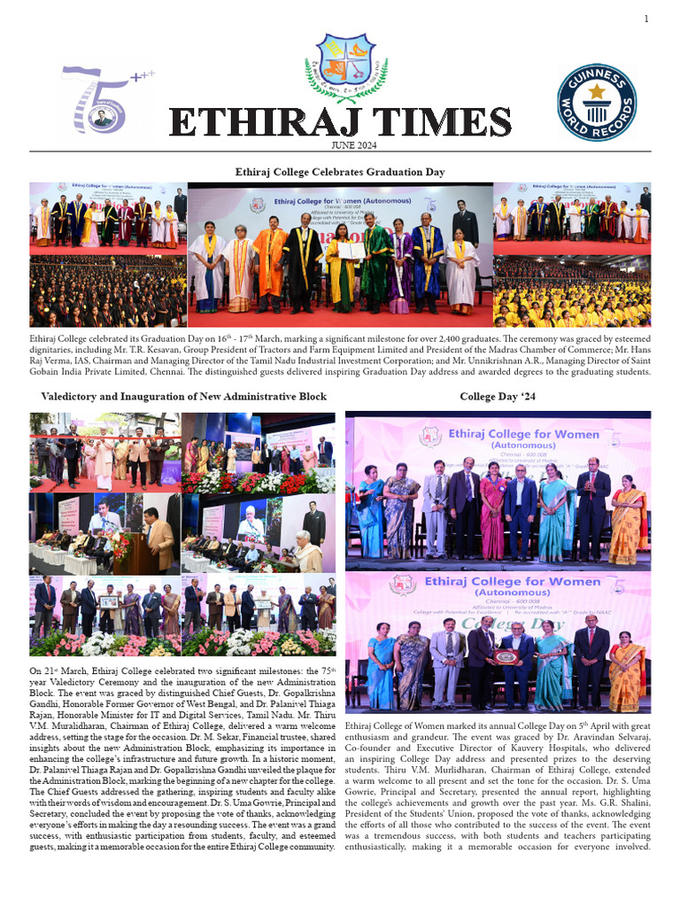 Ethiraj College Celebrates Milestones | PDF | Hygiene | Mental Health