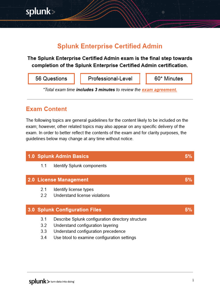 Splunk Enterprise Certified Admin Exam Guide | PDF | Information ...