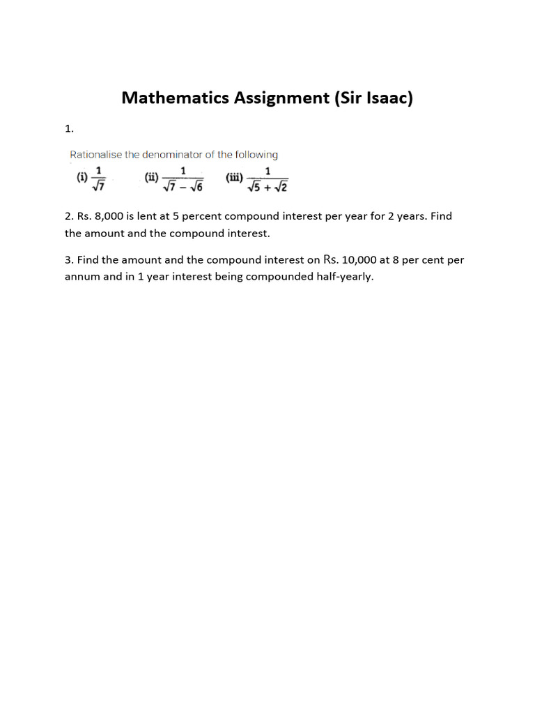 Mathematics Assignment 9G Sir Isaac | PDF