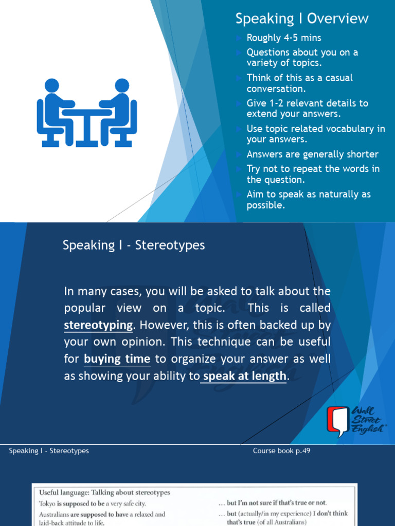 Speaking I: Stereotypes and Responses | PDF
