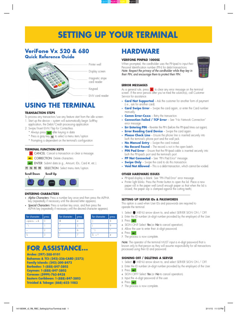 VeriFone Terminal Setup Guide | PDF | Emv | Computing