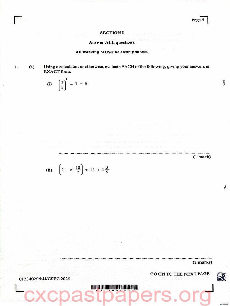 Mathematics Past Papers 02 (May & June 2025) | PDF