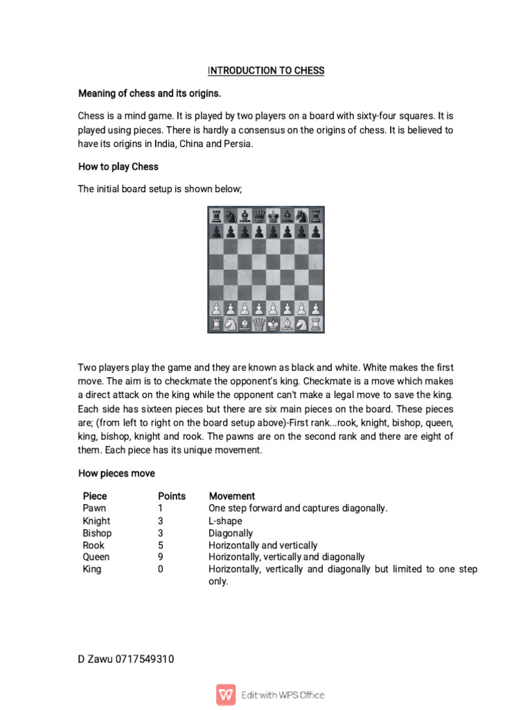 Introduction to Chess Basics | PDF | Traditional Board Games | Chess Theory