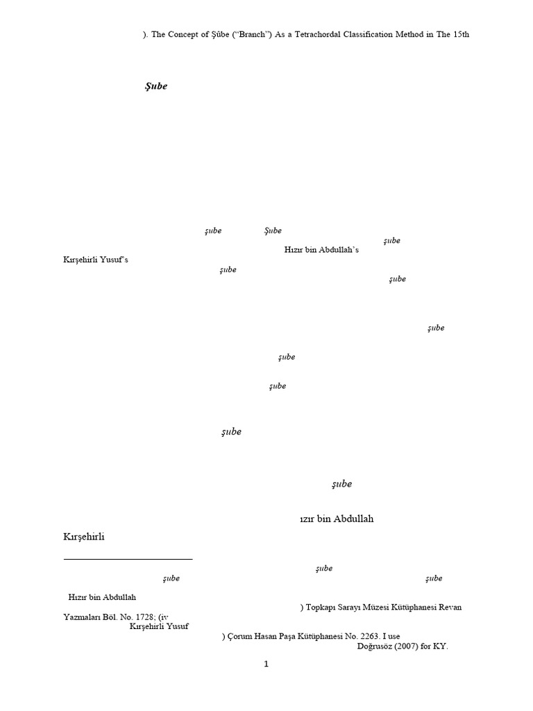 Ottoman Makam Theory: Şube Classification | PDF