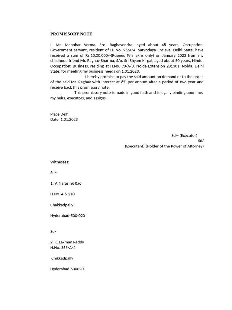 Excercise 8 PROMISSORY NOTE | PDF