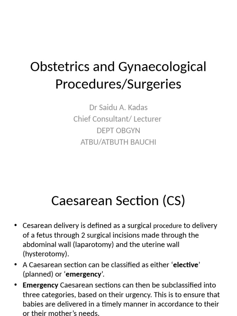 Caesarean Section and Hysterectomy Guide | PDF | Caesarean Section ...