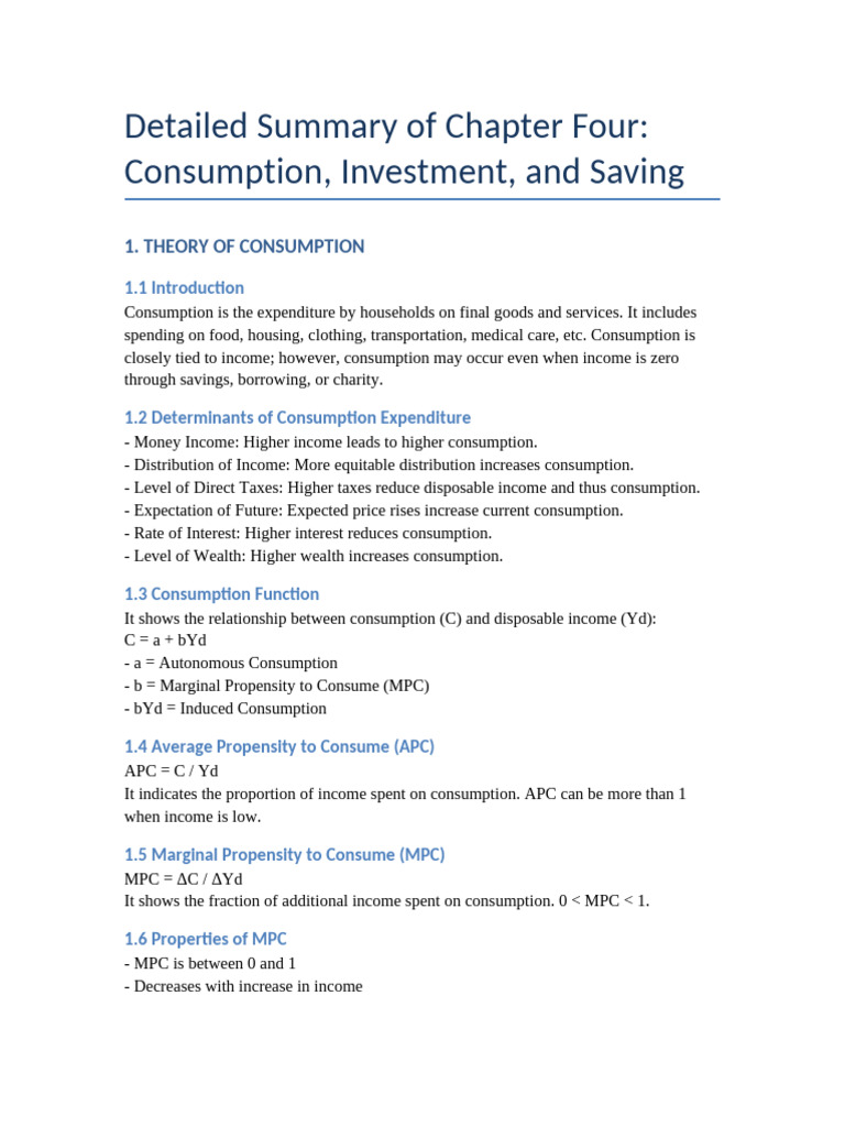 Consumption, Saving, and Investment Theory | PDF | Consumption ...