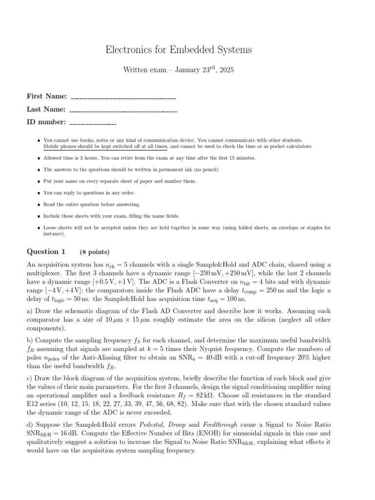 Embedded Systems Electronics Exam Guide | PDF | System On A Chip ...