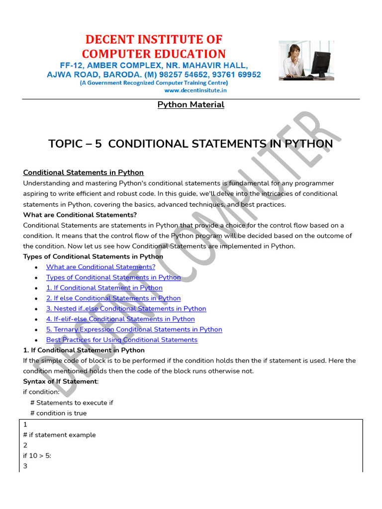 Python Conditional Statements Guide | PDF | Grammar | Software Development