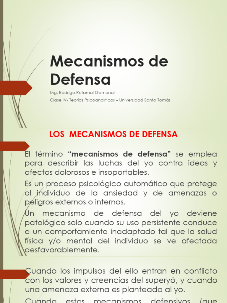 Mecanismos de Defensa del Yo | PDF | Las emociones | Ansiedad