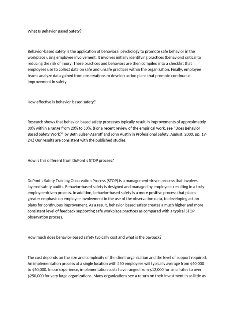 Understanding Behavior-Based Safety | PDF | Safety | Leadership