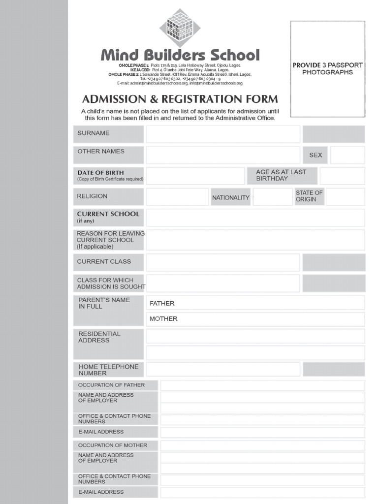 Admission Form | PDF