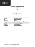 Download Assignment on Strategic Decision making by Kamal Hossain SN90237516 doc pdf