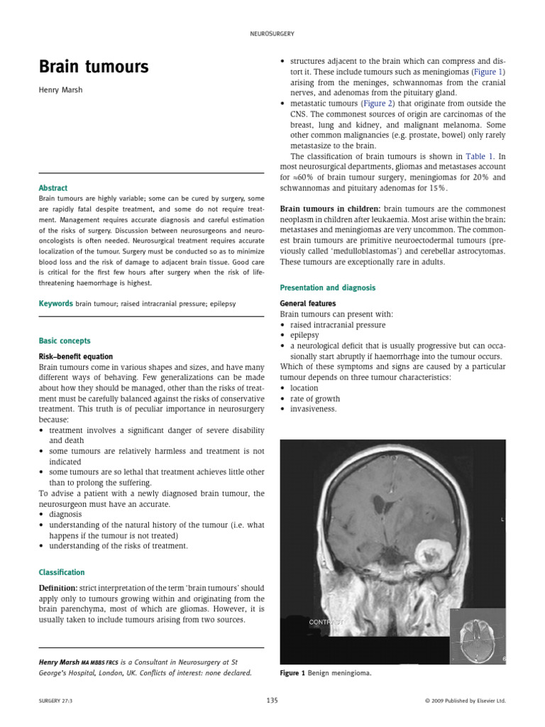 Brain Tumour Management Insights | PDF | Brain Tumor | Neurosurgery