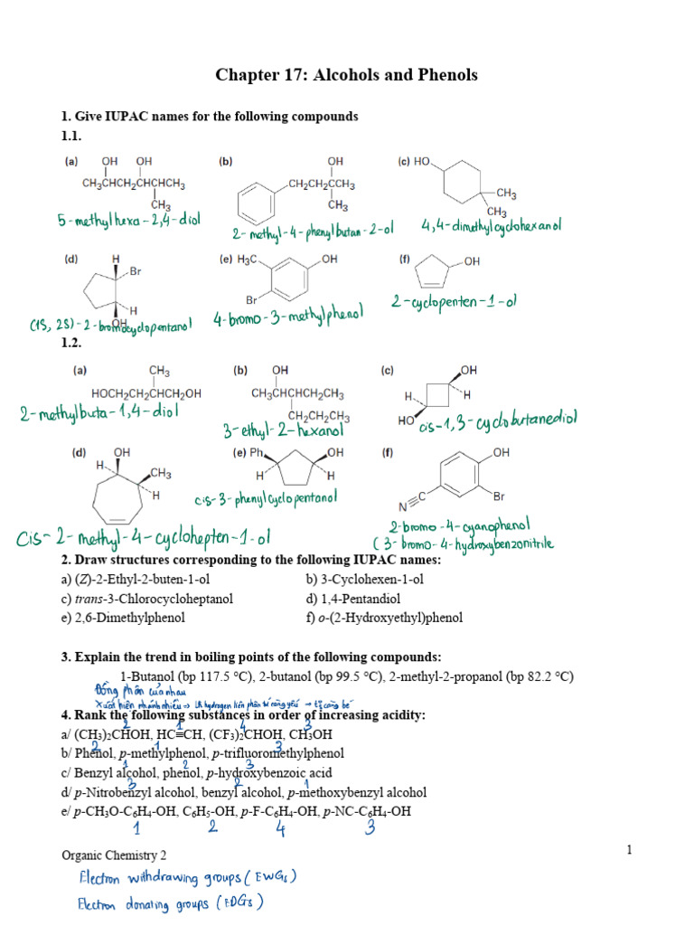 Alcohols and Ethers: Synthesis and Reactions | PDF | Ether | Functional ...