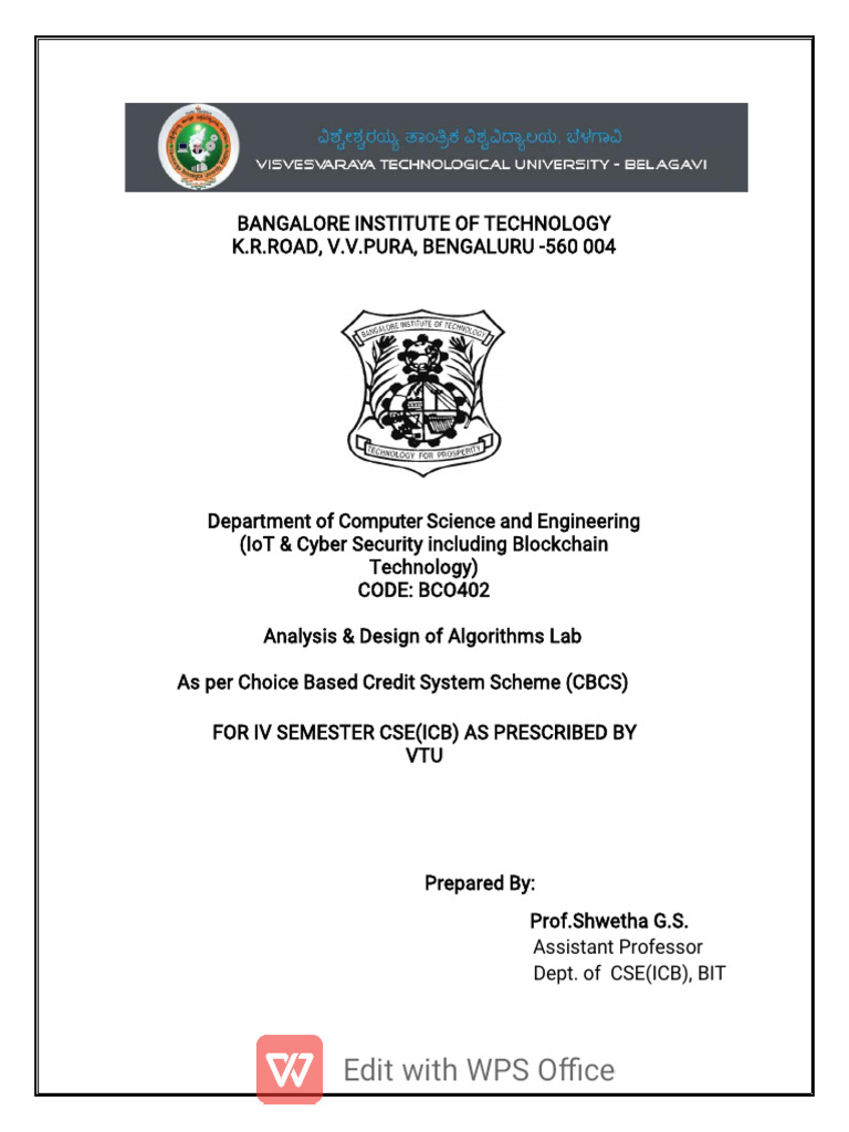 Analysis & Design of Algorithms Lab | PDF | Integer (Computer Science ...