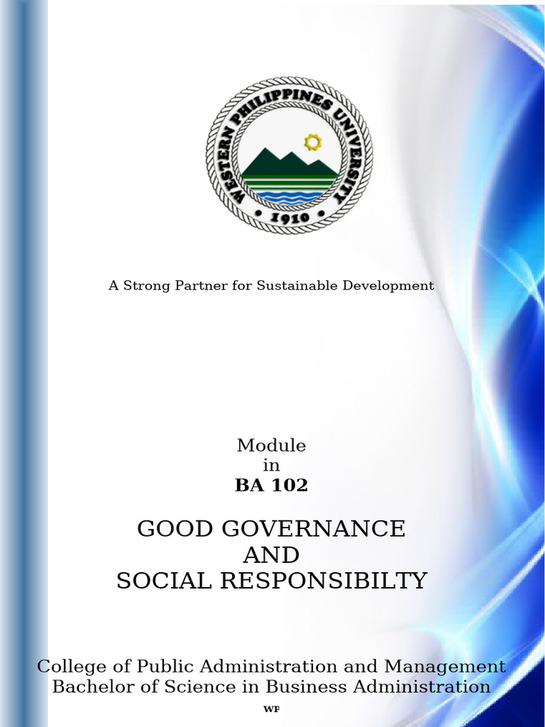 Good Governance and Social Responsibility Module | PDF | Governance ...