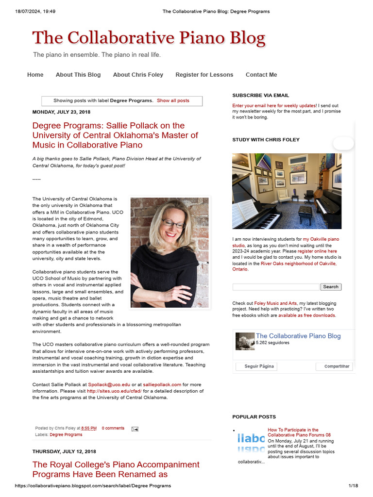 The Collaborative Piano Blog_ Degree Programs | PDF | Musicology