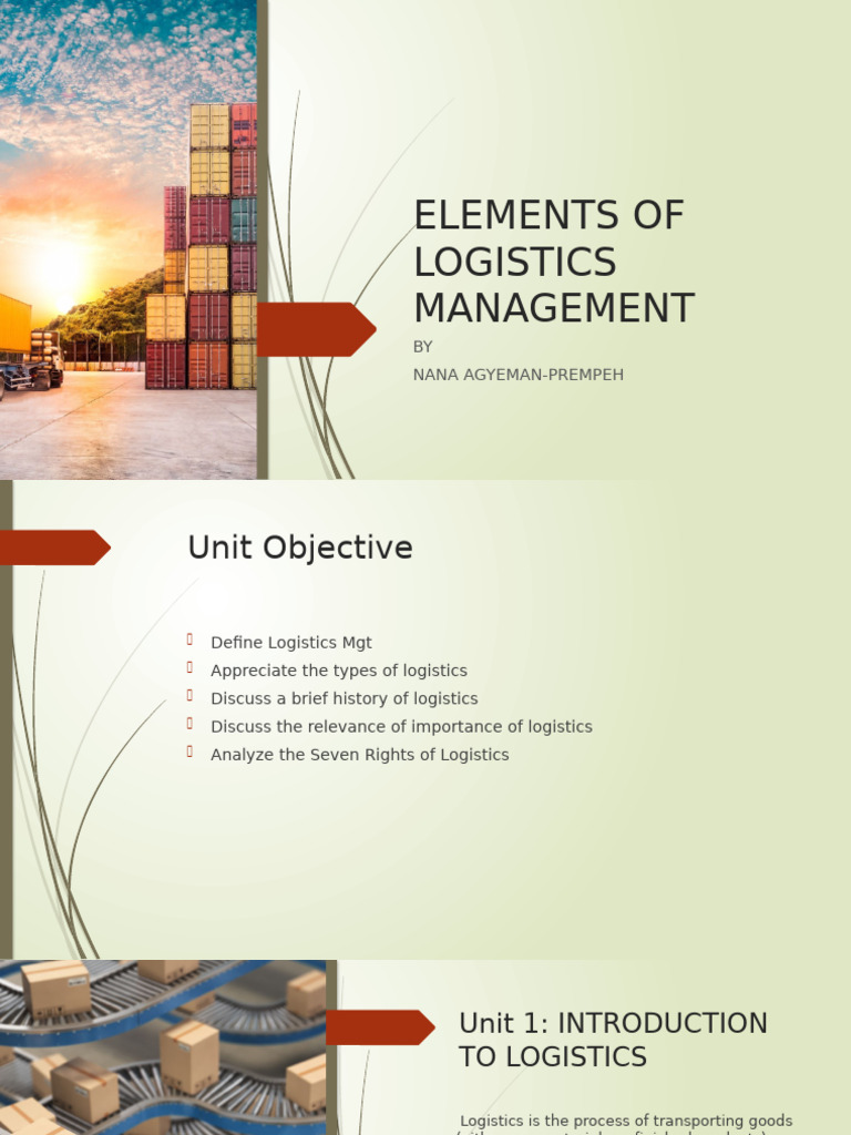 Key Elements of Logistics Management | PDF | Logistics | Supply Chain