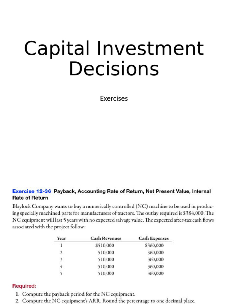 Case - Capital Investment Decisions | PDF