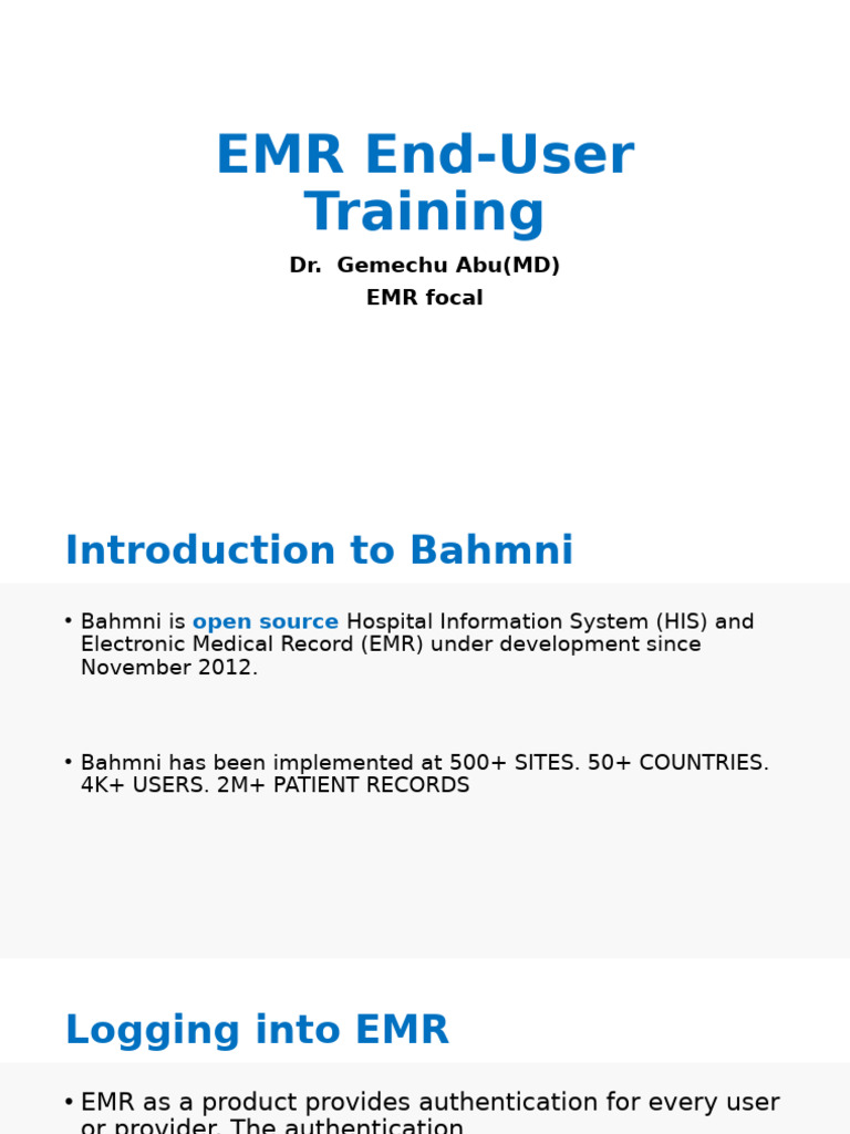Bahmni EMR End-User Training Guide | PDF | Medical Prescription ...