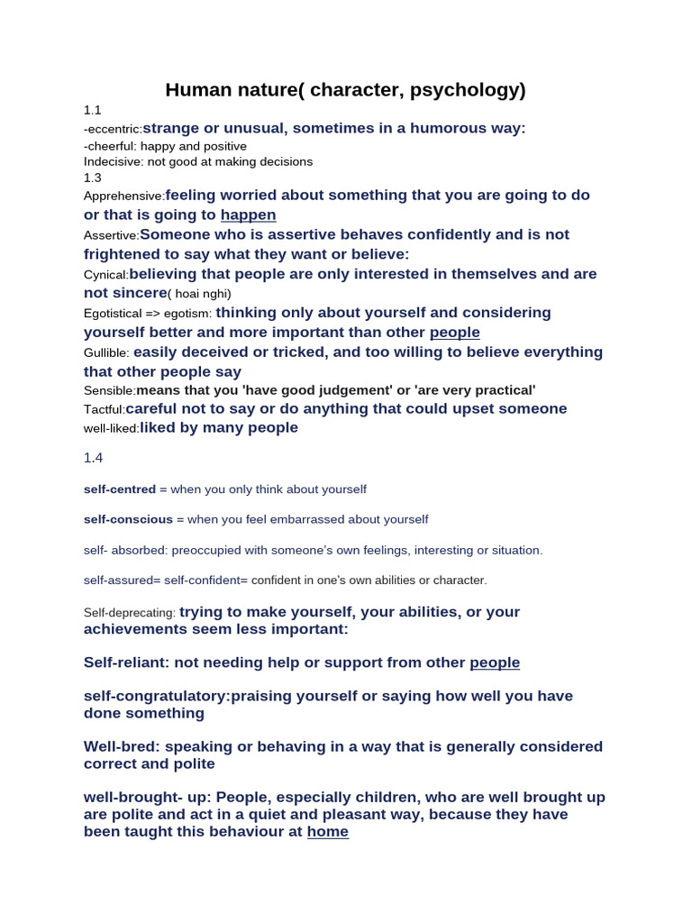 Understanding Human Character Traits | PDF