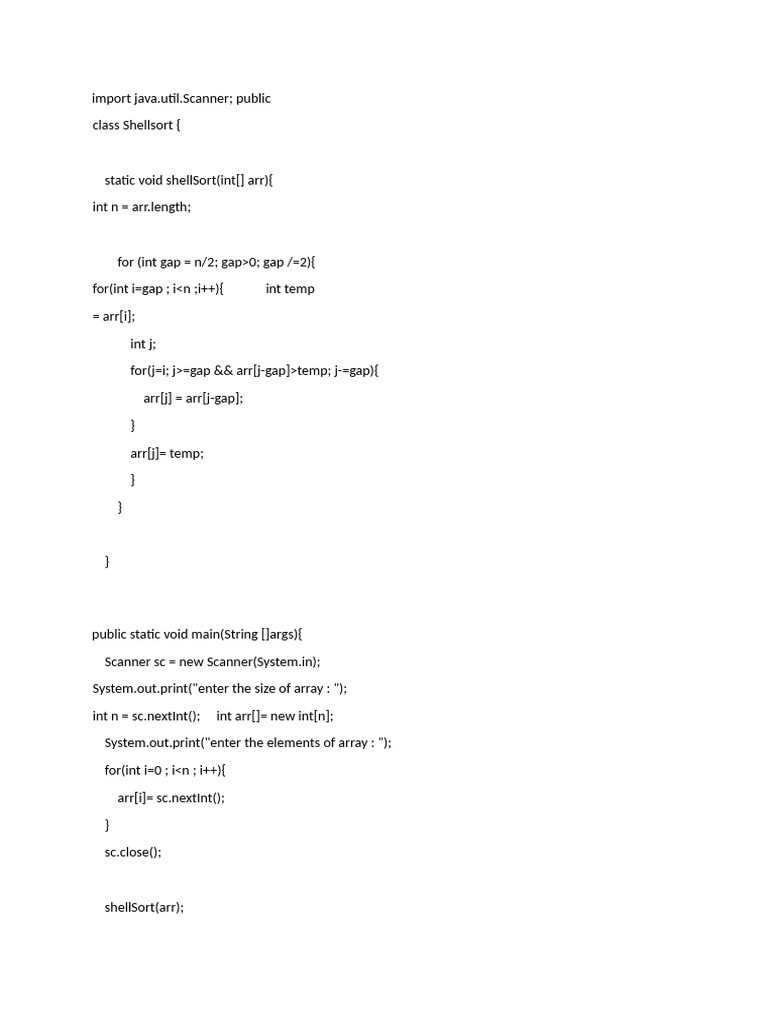 Java Shell Sort Implementation Guide | PDF