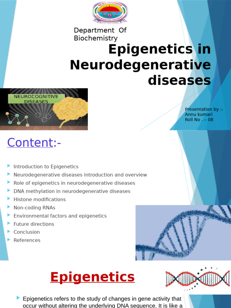 Epigenetics in Neurodegenerative Diseases | PDF | Epigenetics | Dna ...