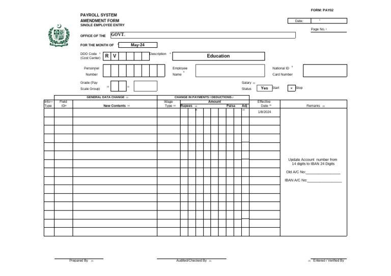 Payroll System Amendment Form | PDF | Employee Relations