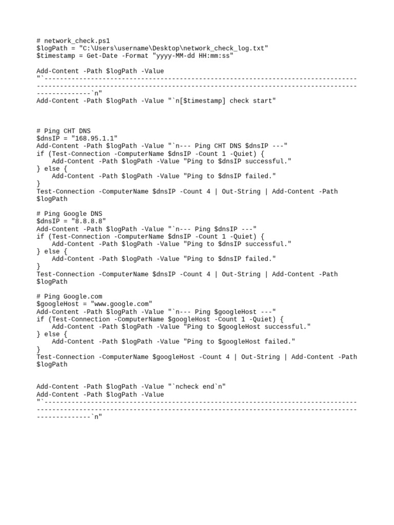 Network Connectivity Check Script | PDF