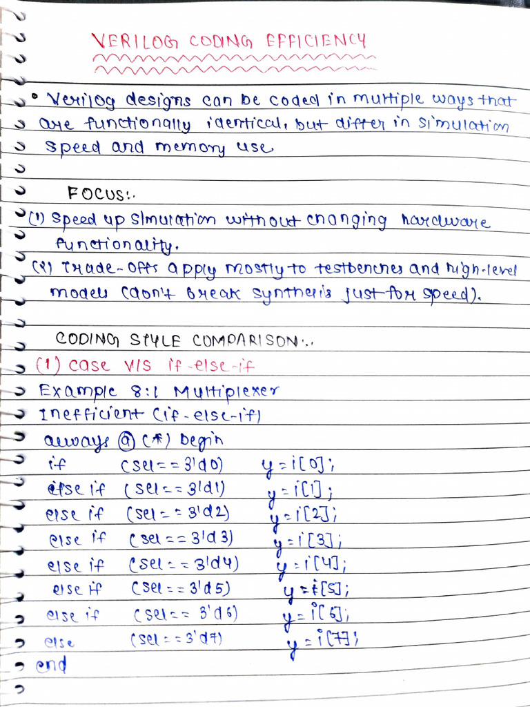 Verilog Coding Efficiency Techniques | PDF