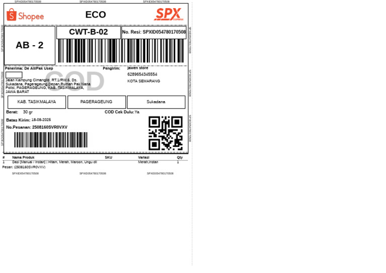 COD Order Details for Dasi Shipment | PDF