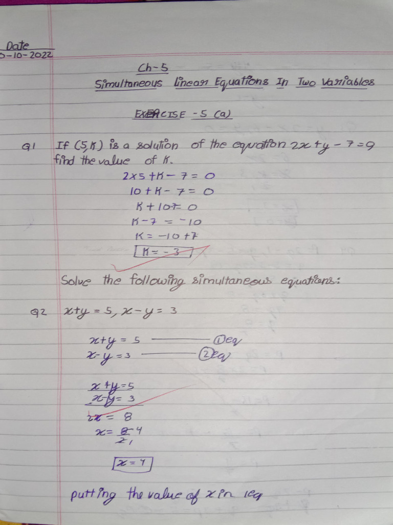 Solving Simultaneous Equations | PDF