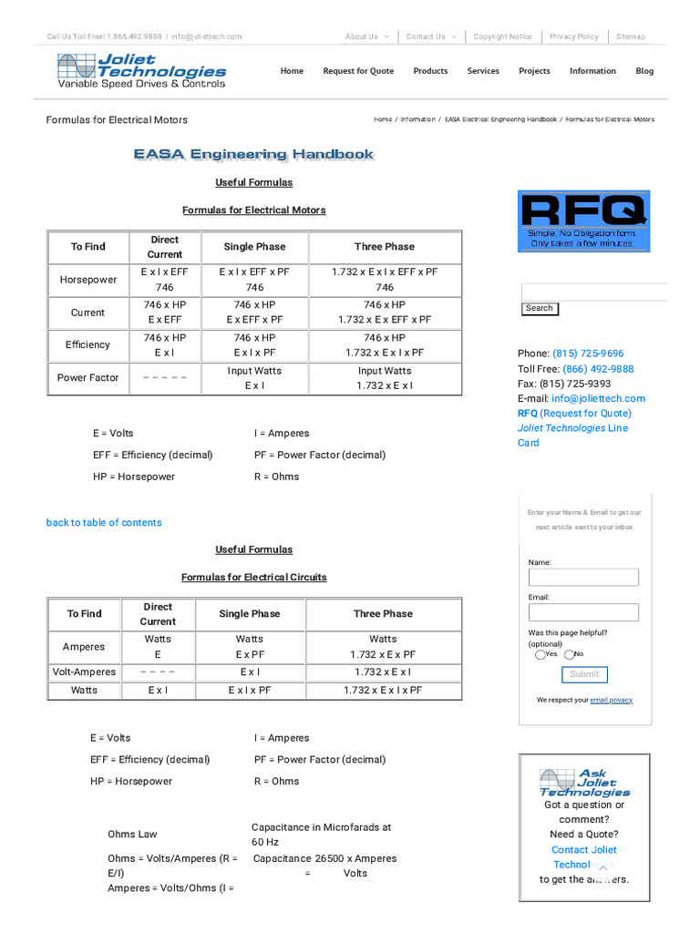 Electric Motor Formulas Explained | PDF | Volt | Quantity