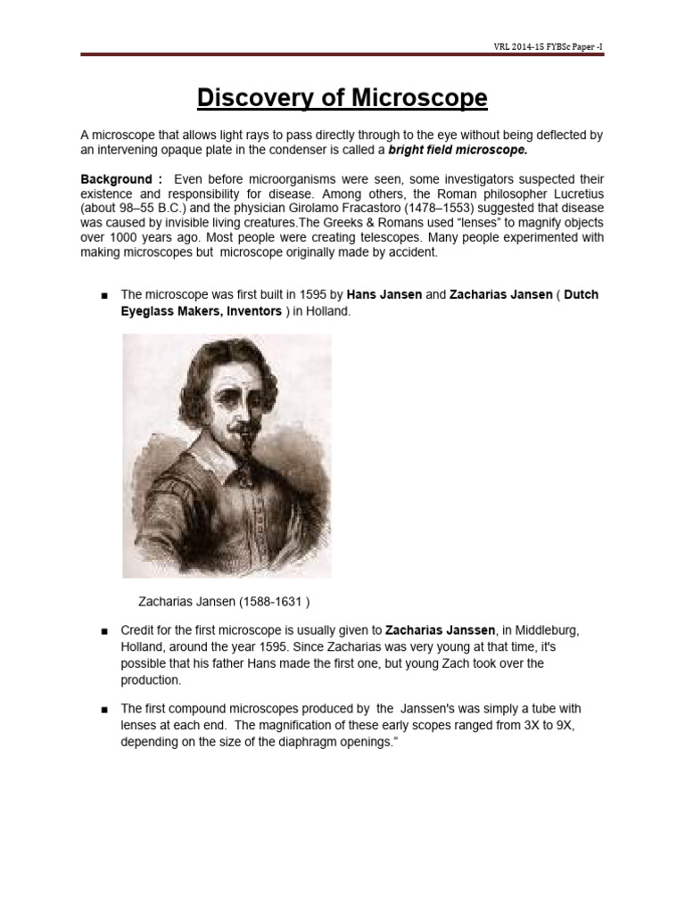 History of Microscope Discoveries | PDF | Microscope | Electron Microscope
