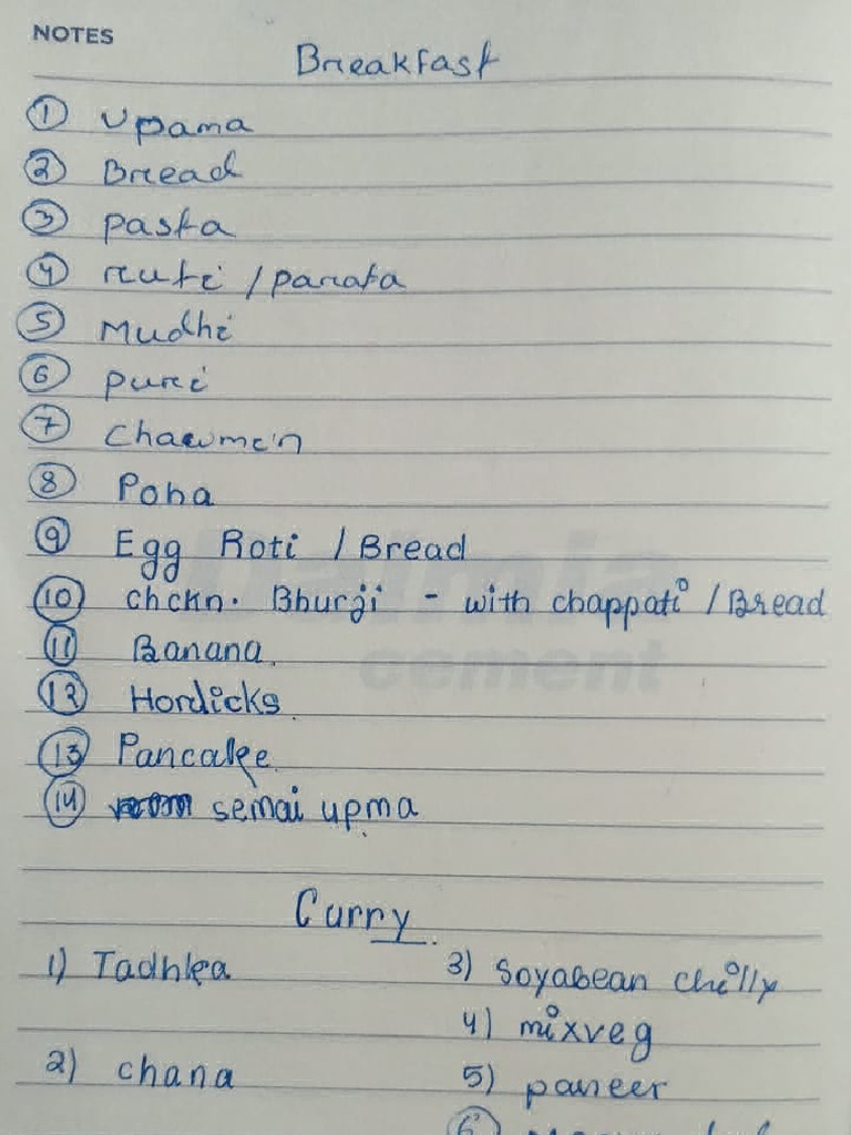 Food Menu List | PDF