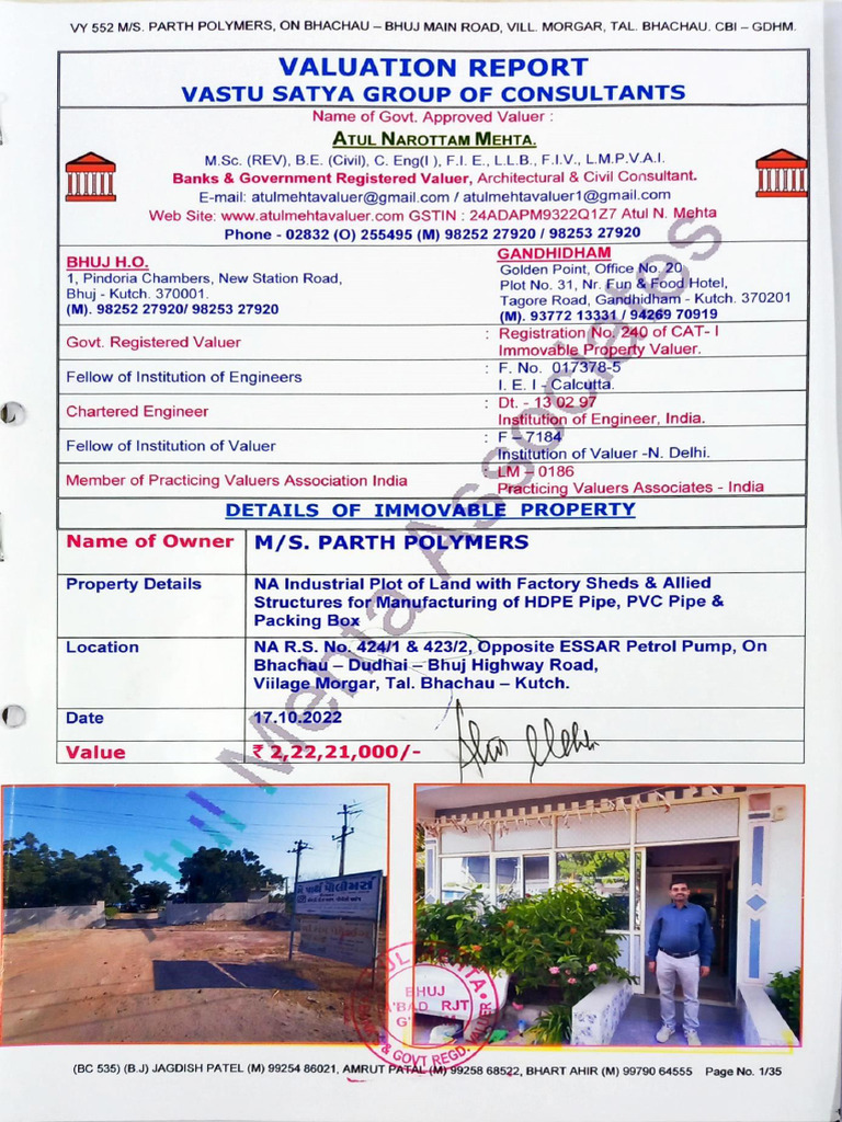 Valuation Report for Parth Polymers | PDF | Real Estate Appraisal | Wall