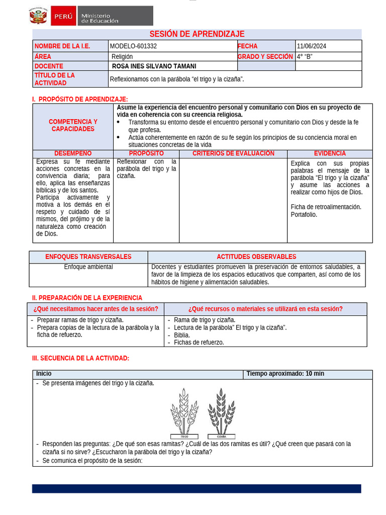 Parábola-El Trigo y La Cizaña | PDF | Parábolas de Jesús | Aprendizaje