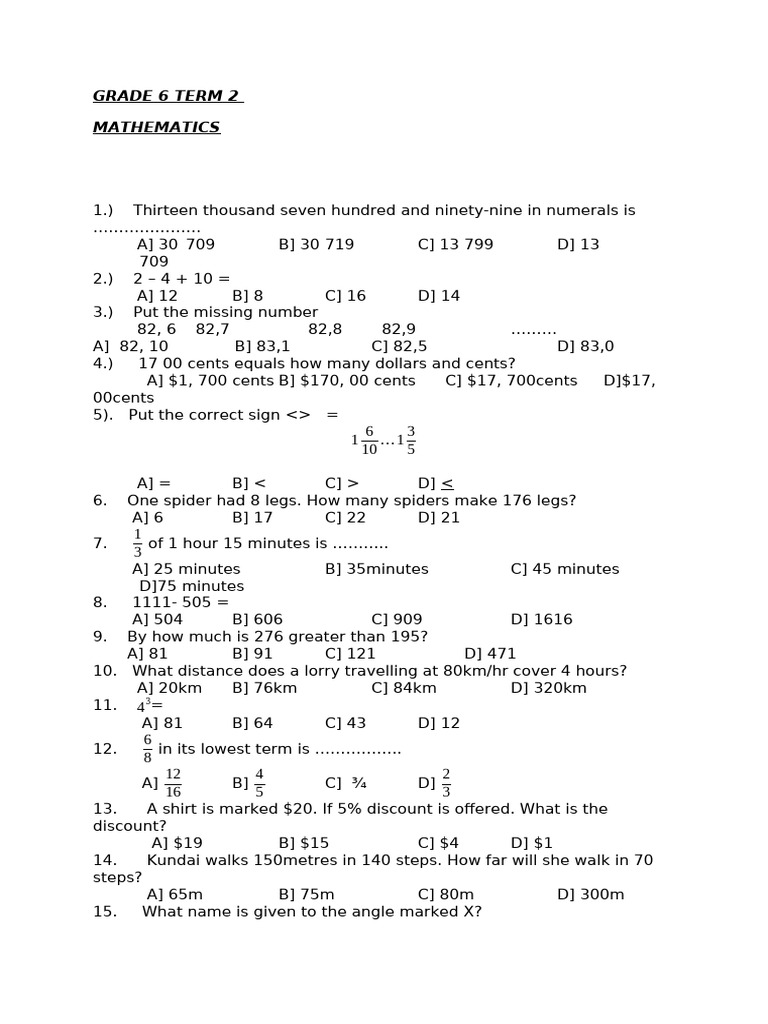 Grade 6 Term 2 Mathematics & Social Science Exam | PDF | Jesus ...