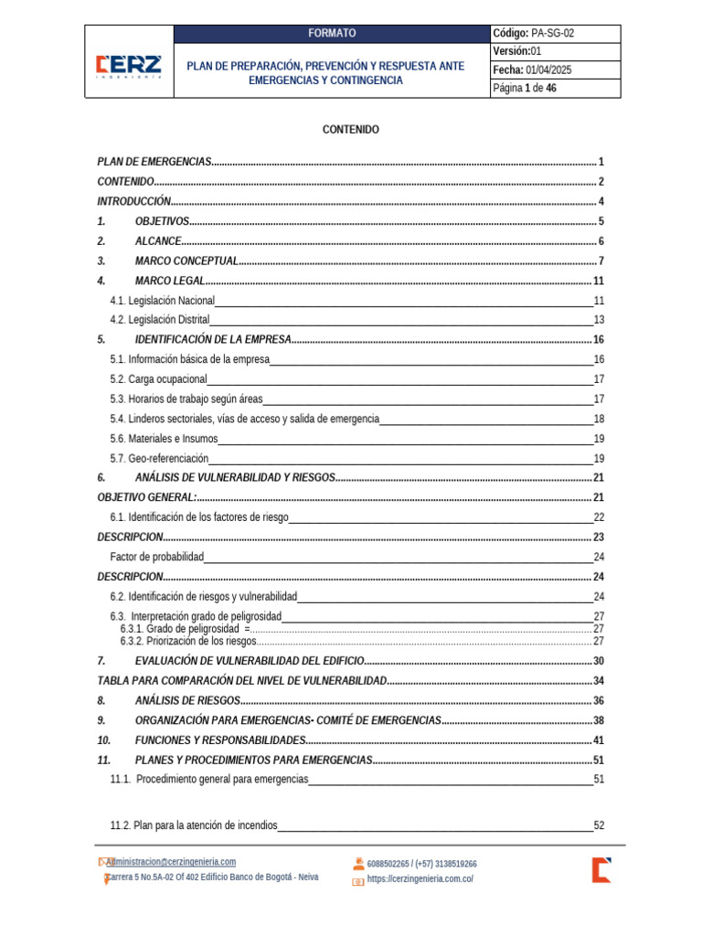 Plan de Emergencias y Contingencias 2025 | PDF | Combustión | Riesgo
