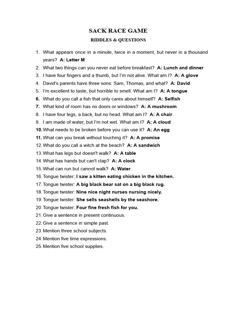 Riddles & Questions Bank | PDF